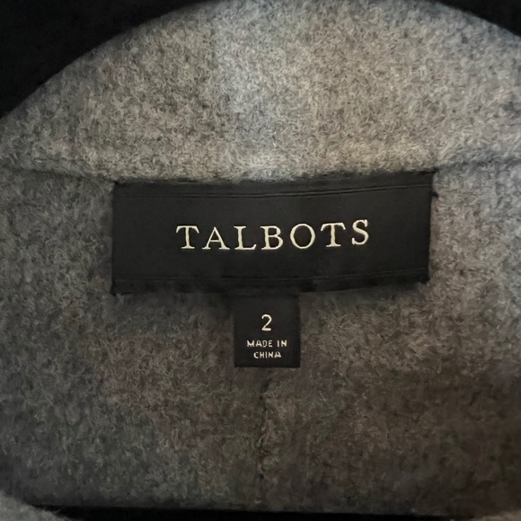 Talbots Womens Gray Wool Blend Blazer Jacket Sz 2 Mock Neck Button Front Pockets - Picture 2 of 7